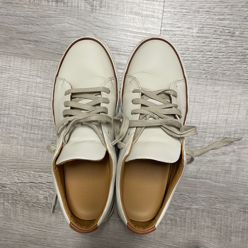 M. Gemi Cream Leather Sneakers